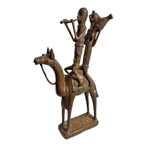Old Vintage African Bronze Dogon Camel Rider Sculpture Mali