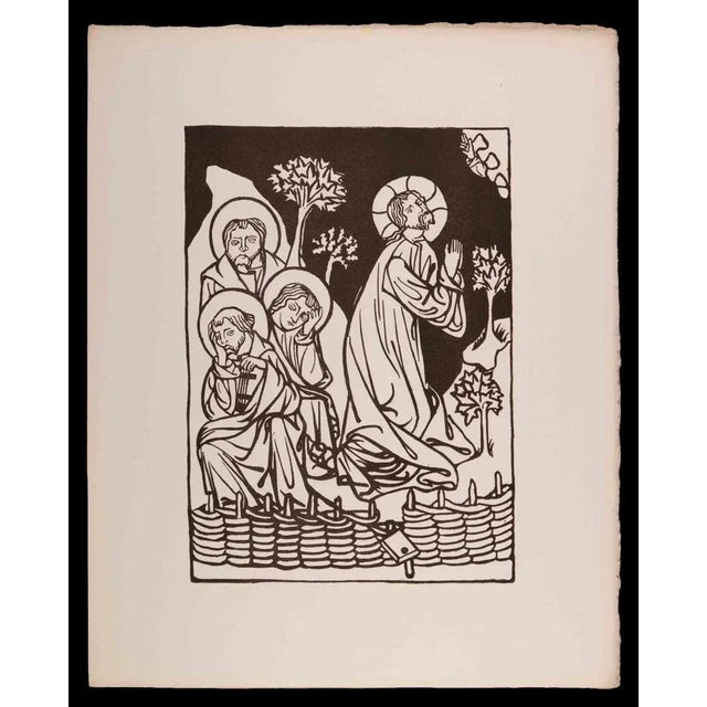 Jesus and the Disciples is an Original woodcut print realized by François Bouchot in 1922. The artwork is in good...