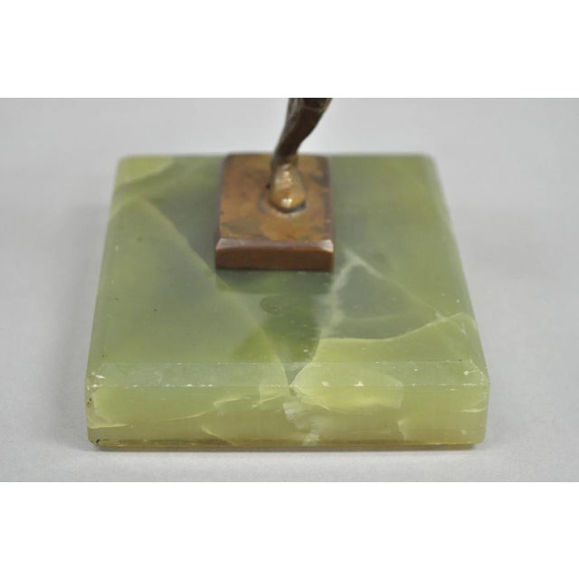 Early 20th Century Antique Art Deco Small 6" Bronze Onyx Base Soccer Futbol Player Sculpture Figure For Sale - Image 9 of 11