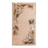 1930s Ivory Cream Floral Rustic Folk Art American Hooked Rug Hand Knotted 3'2" X 5'6" Wool Carpet For Sale
