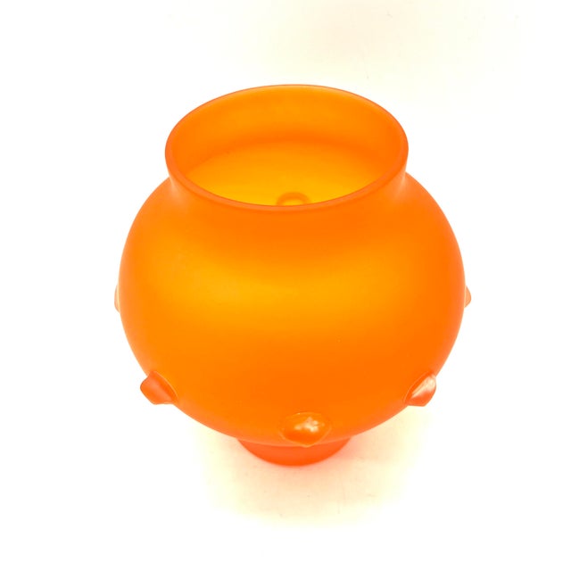 Orange Large Art Deco Tango Glass Vase with Knobs by Carl Hosch, Haida, 1920 For Sale - Image 8 of 18