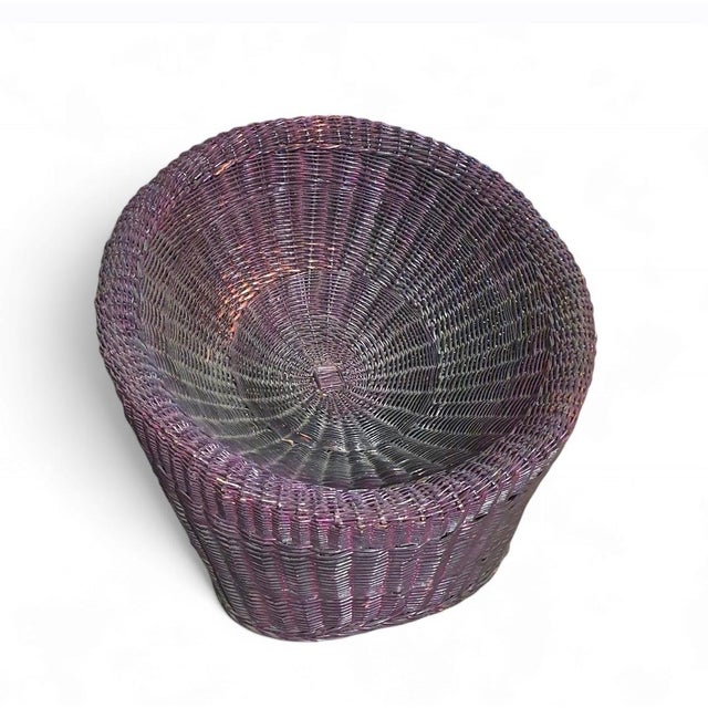 1970s Dark Purple Rattan Lounge Chair, 1970s For Sale - Image 5 of 5