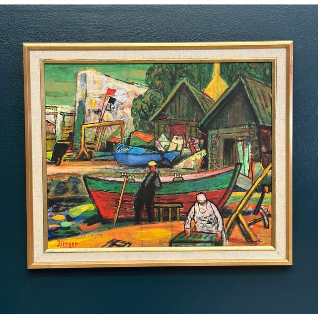 Birger E. Son Birger, Harbour, 1960s, Oil on Panel, Framed For Sale - Image 16 of 18
