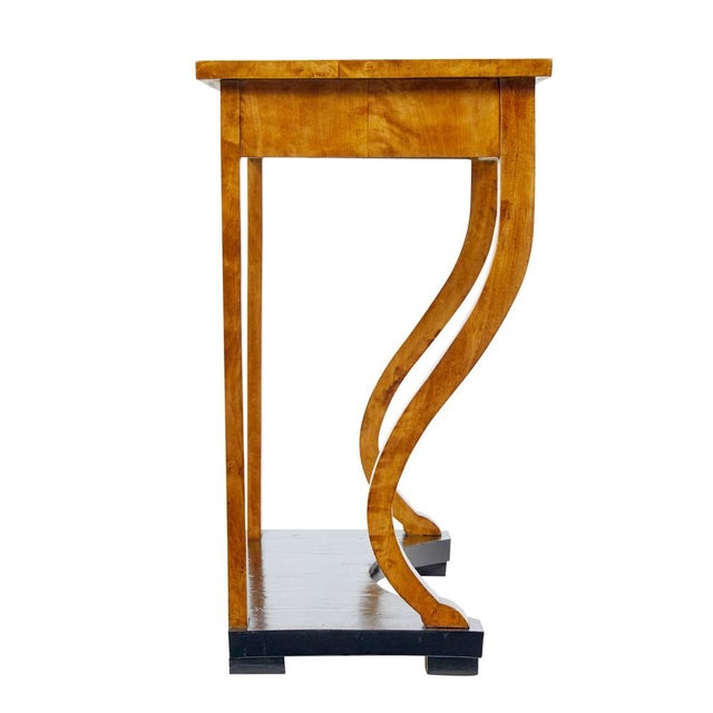 19th century burr birch empire revival console table circa 1880. Good quality swedish burr birch side table, ideal for use...