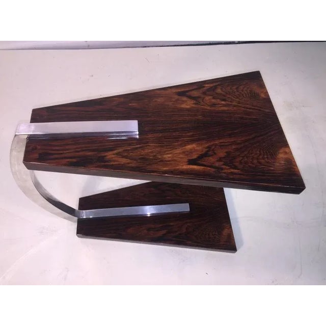 Late 20th Century Macassar and Aluminum Modernist Side Table For Sale - Image 5 of 11