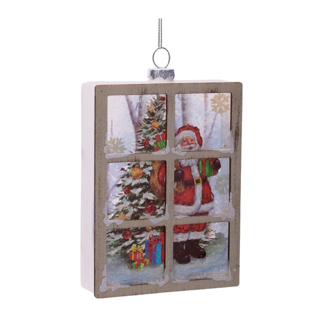 2020s Glass Santa Window Ornament Set of 6 For Sale - Image 5 of 7