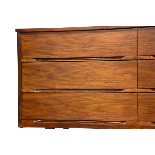 Brown Refinished Walnut Dresser by Stanley For Sale - Image 8 of 9