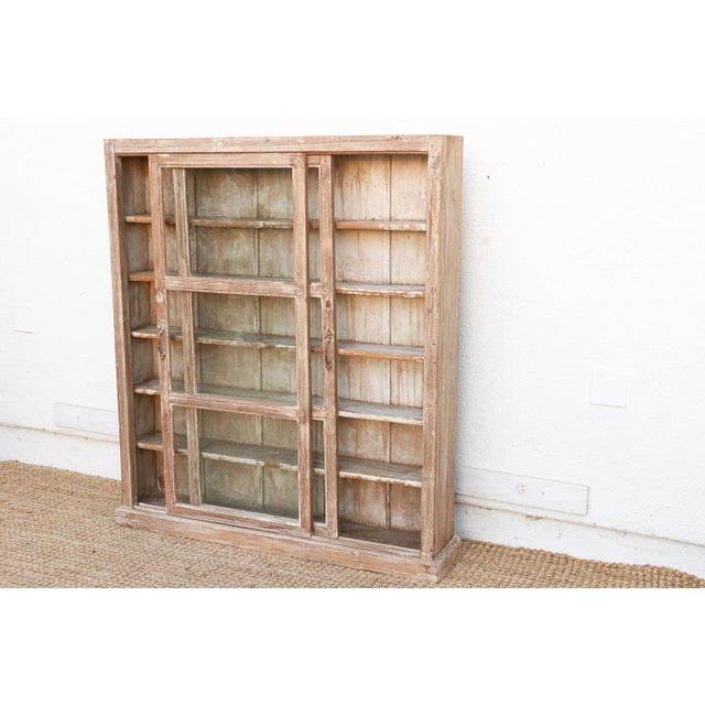Farmhouse Antique Tall & Slim Farmhouse Display Cabinet For Sale - Image 3 of 9