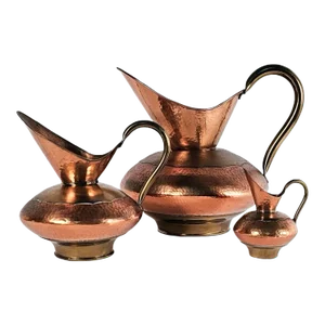 Set of Three Vintage Copper Pitchers
