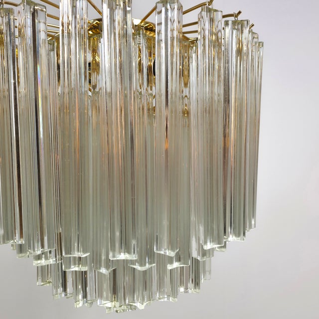 Mid-Century Italian Murano Glass 5-Tiered Chandelier with Brass Frame by Paolo Venini for Venini, 1980s For Sale - Image 11 of 14
