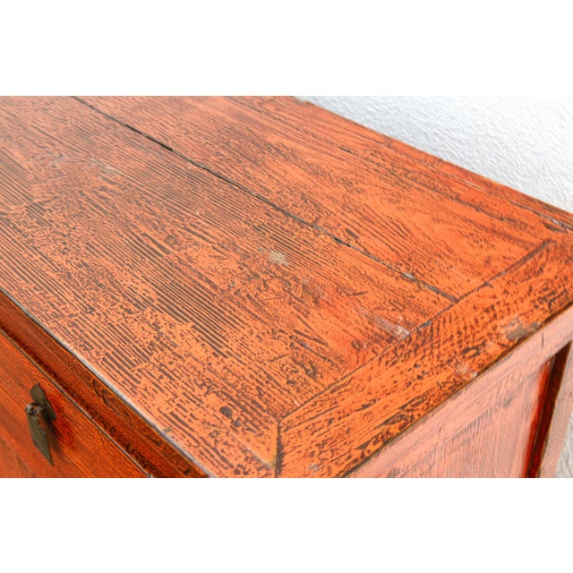 Vintage Rust Orange Painted Sideboard For Sale - Image 9 of 12