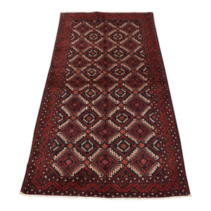 Baloch Rug 3'7'' X 6'4'' Blue Wool Vintage Tribal Hand-Knotted Oriental Carpet