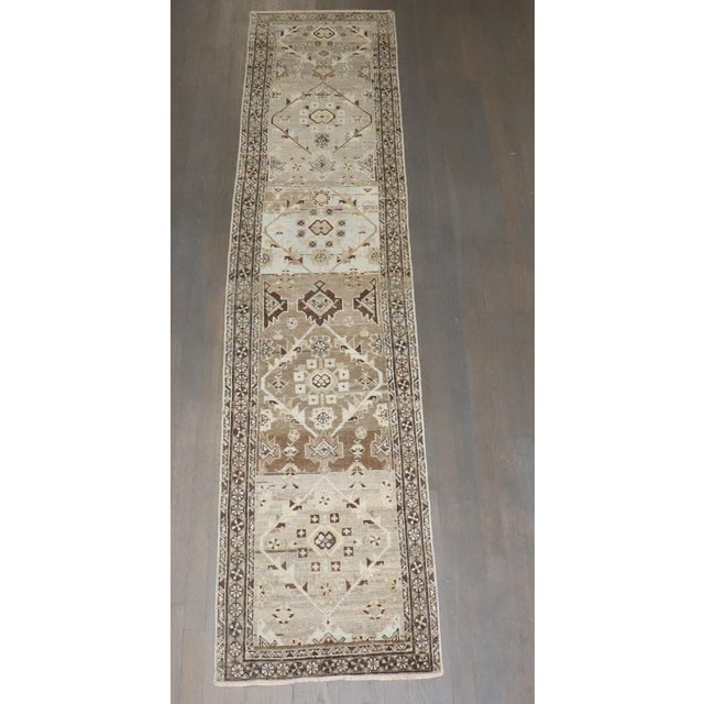 Persian Zabihi Collection Narrow Antique Persian Malayer Runner - 1'11" x 8'9" For Sale - Image 3 of 9