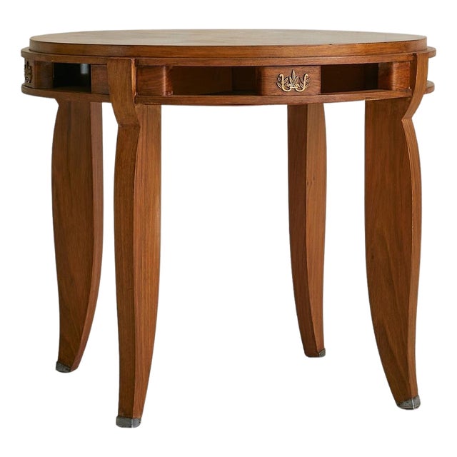 French Art Deco Wood Gueridon Table in the Manner of Jules Leleu, 1930s For Sale