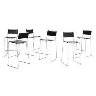 Leather Barstools by Giandomenico Belotti for Alias, 1980s, Set of 6 For Sale