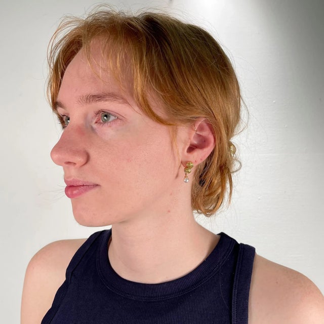 Vintage Tiffany & Co 18K Gold Double Spiral or 'S' Scroll Earrings w Pearl Drops - 2 Pieces For Sale In Philadelphia - Image 6 of 12