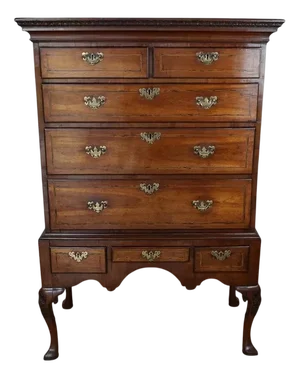 George II Walnut Chest on Stand with Cabriole Legs