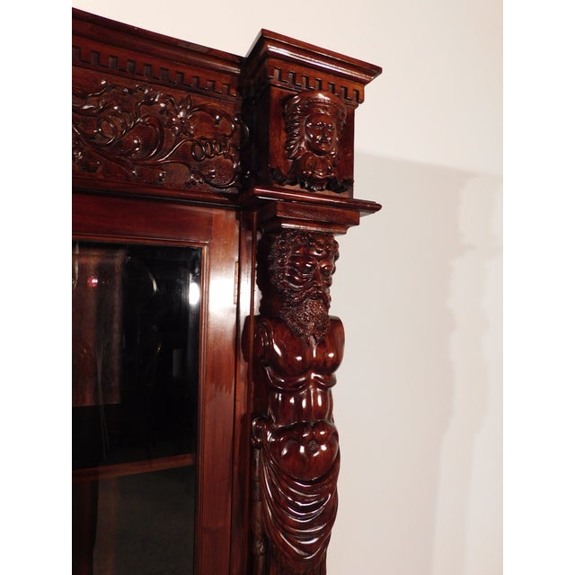 Massive R J Horner Antique Renaissance Revival Baroque Carved Figural Bookcase For Sale - Image 12 of 16