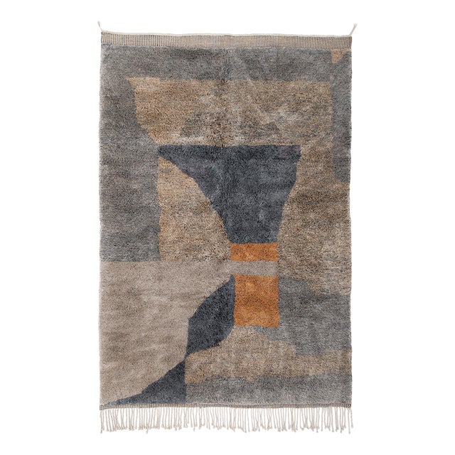 Absatract Hand-Knotted Wool Rug by Azele Studio For Sale