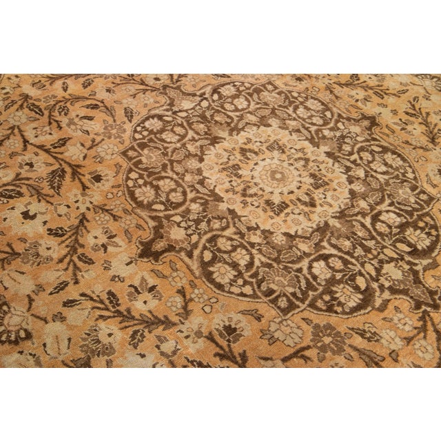 1930s 10 X 13 Vintage Tabriz Handmade Designed Wool Rug in Tan Color For Sale - Image 5 of 10