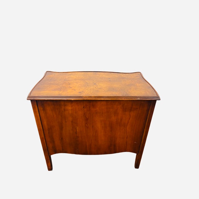 Brass Burled Walnut Low Chest For Sale - Image 8 of 11