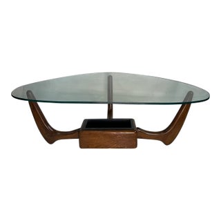 MCM c.e Waltman for Tonk Walnut Biomorphic Coffee Table With Center Planter For Sale