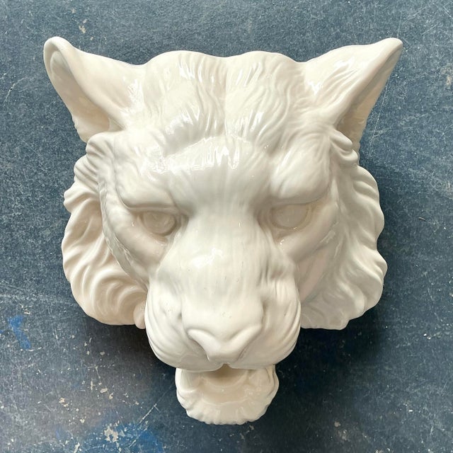 Vintage Fitz and Floyd Tiger Head Wall Wall Pocket For Sale In West Palm - Image 6 of 12