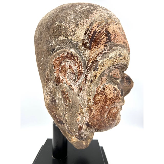 Antique Head of Lohan Chinese, Song Dynasty For Sale - Image 4 of 8