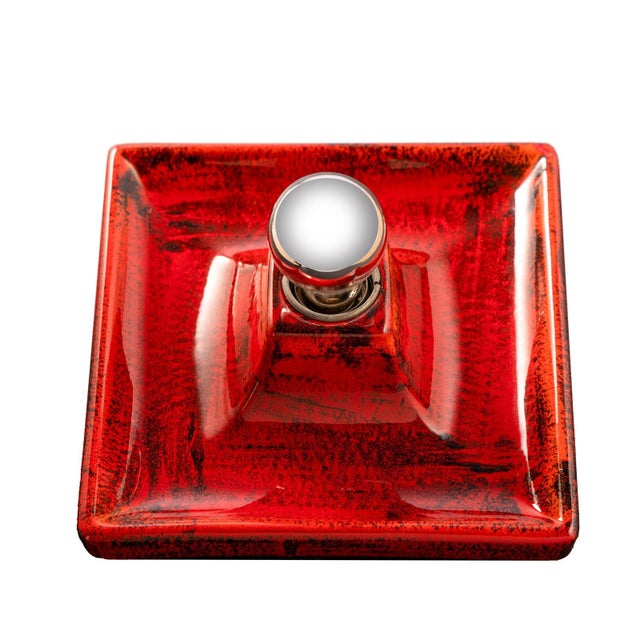 Red Orange Fat Lava Ceramic Wall or Ceiling Lights from Hustadt Leuchten, Germany, 1970s, Set of 2 For Sale - Image 4 of 14