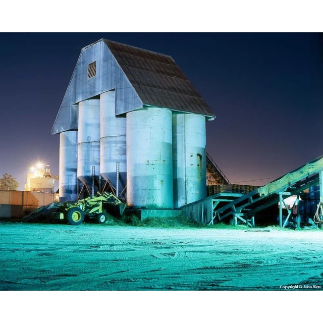 Contemporary Night Photograph "Silos" by John Vias For Sale