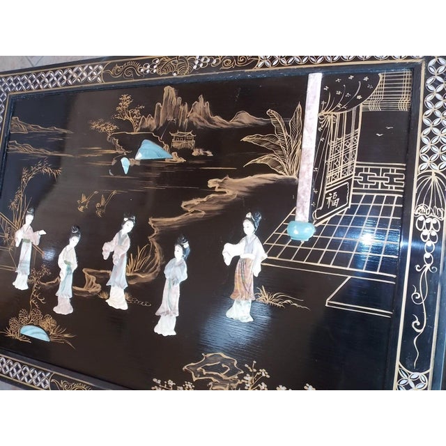 Gorgeous antique Chinoiserie decor with Asian design (inlaid figures are traditionally dressed Japanese women or Geisha)...