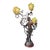 Antique Art Nouveau Figural Newel Post Lamp With 3 Beaded Tulip Shaped Lampshades, Belgian Sculptor Anton Nelson, Titled ‘Le Gui’, Early 20th Century For Sale