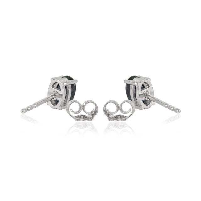 A Pair of Moody Blue Sapphire 4.8 Ct Oval Stud Earrings in 925 Silver - Minimalist Luxe For Sale - Image 9 of 13