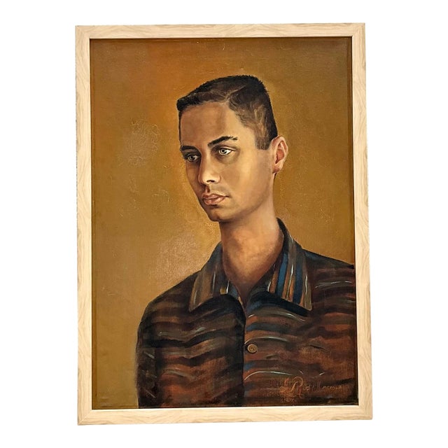 Vintage Boho Original Double Sided Portrait on Canvas For Sale