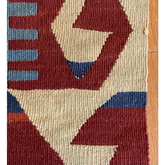 Brown 1960s Vintage Colorful Handmade Turkish Kilim Tribal Rug 64” X 43” For Sale - Image 8 of 12