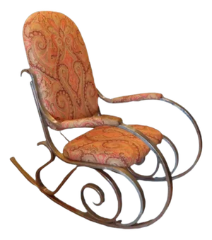 Fantastic 1970s Maison Jansen Scrolled Chrome & Paisley Rocking Chair