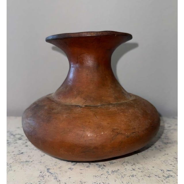 Antique Peruvian Globular Terracotta Vessel with Flared Rim For Sale - Image 5 of 11