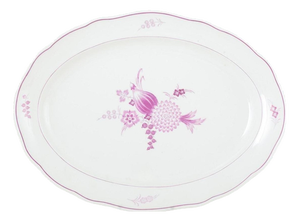Large German Oval Porcelain Serving Dish with Lilac Floral Motif from Meissen, 1930s