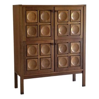 Brutalist Bar Cabinet in Oak, 1970s For Sale