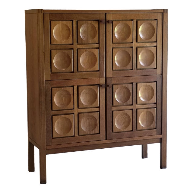 Brutalist Bar Cabinet in Oak, 1970s For Sale