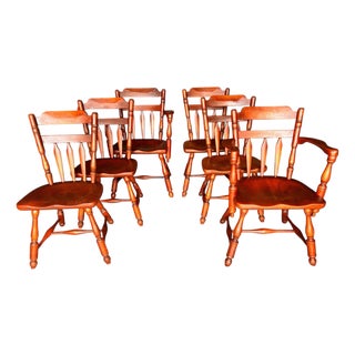 1940s Cushman Colonial Creations “Brandywine Manor” Solid Maple Chairs - Set of Six - Design by Herman Devries For Sale