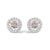 Bathed in the cool touch of 10k white gold, this exquisite three-piece set unites a ring, pendant, and earrings in...