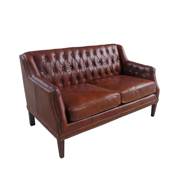 Contemporary Matthew Izzo Home Chatsworth Chesterfield Leather Love Seat For Sale - Image 3 of 3