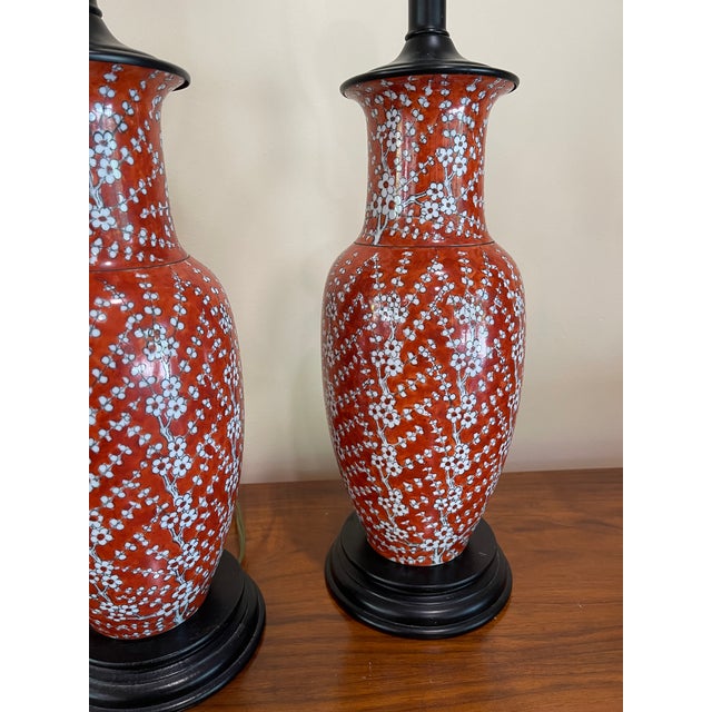 Vintage Oriental Ginger Jar Style Lamps - Pair For Sale - Image 11 of 11