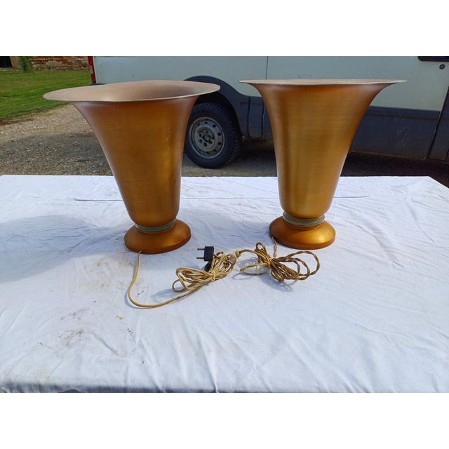 Vintage Gold Aluminum Lamps, 1960s, Set of 2 For Sale - Image 16 of 16