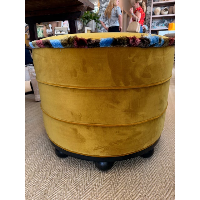 Round Velvet Ottomans from Wesley Hall with Samuel and Sons trim