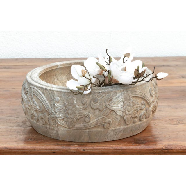 Finely Carved Stone Lotus Urn For Sale In Los Angeles - Image 6 of 6