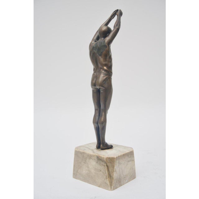 Art Deco Male Diver Sculpture on Marble Base Chairish