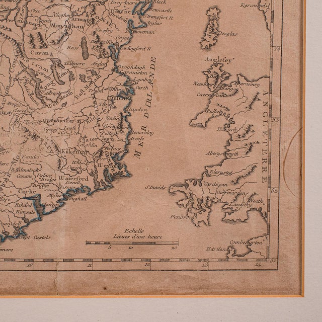 Beige Antique Map of Ireland, French, Framed Cartography, Eire, Georgian, Circa 1780 For Sale - Image 8 of 12