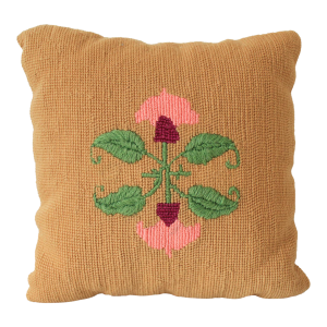 Vintage Floral Needlepoint Accent Pillow